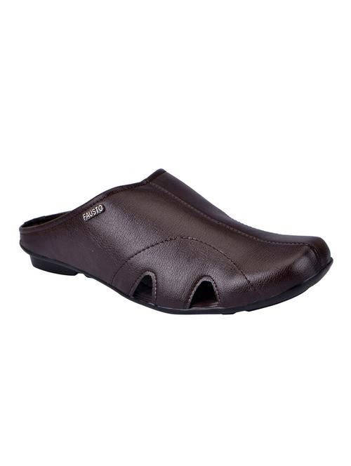 brown Leatherette slip on sandal - 12759296 - Very Small Image - 1