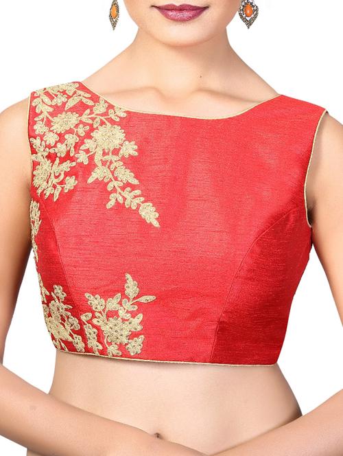 red dupion embroidered blouse - 12760547 - Very Small Image - 1