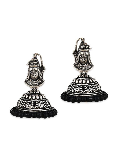 silver metal jhumka earrings - 12761633 - Very Small Image - 1