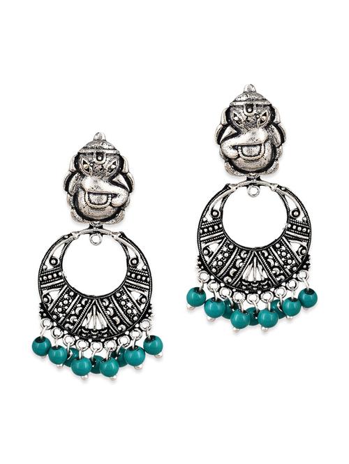 silver metal chandballi earrings - 12761944 - Very Small Image - 1