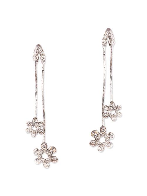 silver metal drop earring - 12762377 - Very Small Image - 1