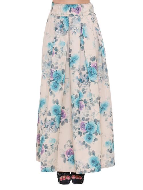 white floral printed polyester maxi skirt - 12763107 - Very Small Image - 1