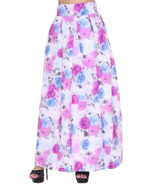 multicolored floral printed polyester maxi skirt - 12763111 - Very Small Image - 1