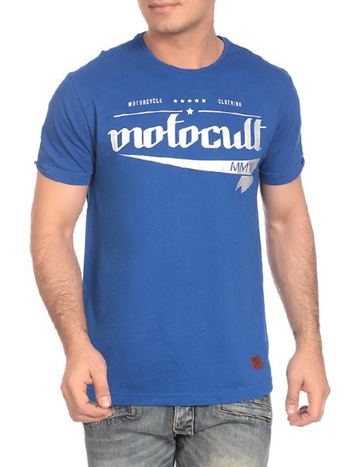 blue cotton chest print tshirt - 12763802 - Very Small Image - 1
