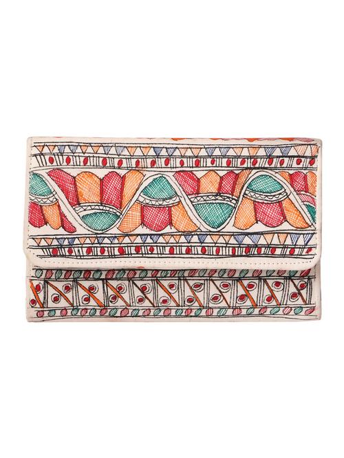 imithila madhubani folk clutch for women and girls handpainted multicolour floral lily - 12773673 - Very Small Image - 1