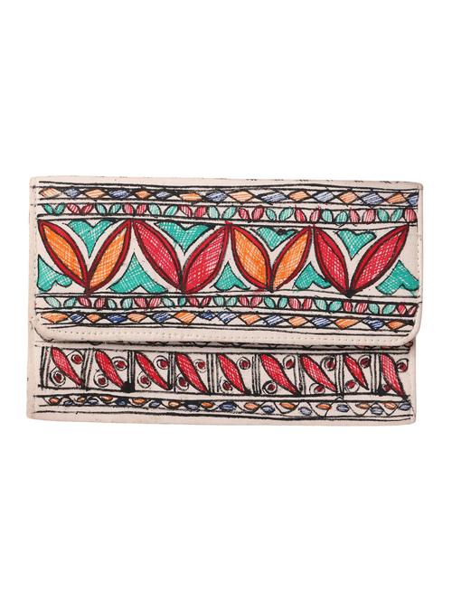 imithila handpainted orange colour clutch with madhubani painting of parrot & flowers for women and girls - 12773687 - Very Small Image - 1