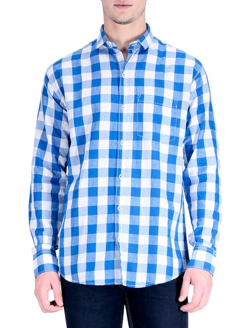 blue cotton casual shirt - 12776314 - Very Small Image - 1