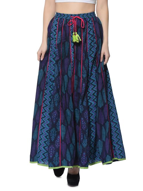 blue printed cotton skirt - 12778315 - Very Small Image - 1