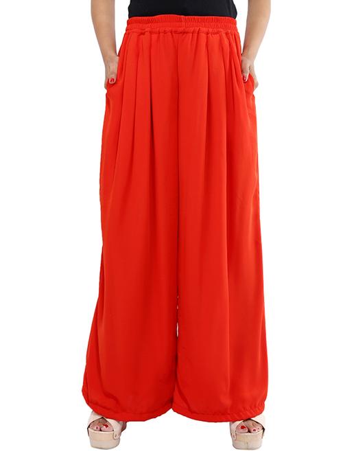 red georgette palazzos - 12778327 - Very Small Image - 1