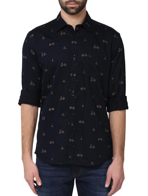 dark blue cotton casual shirt - 12782573 - Very Small Image - 1