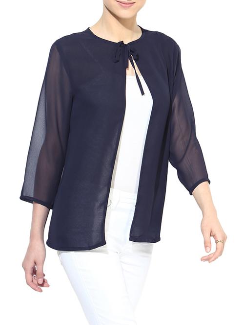 blue georgette autumn jacket - 1278332 - Very Small Image - 1