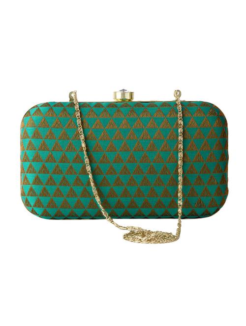 green faux silk clutch - 12783907 - Very Small Image - 1