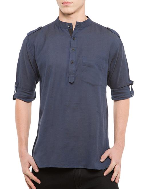 blue cotton kurta - 12785578 - Very Small Image - 1