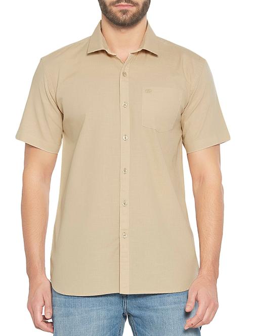 beige cotton casual shirt - 12786748 - Very Small Image - 1