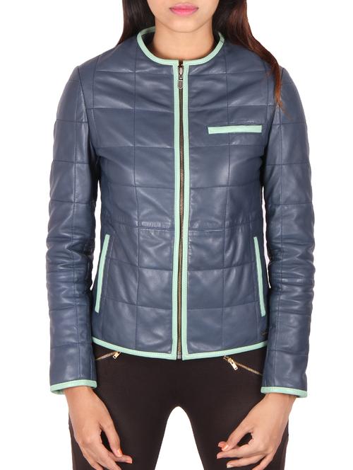 blue leather jacket - 12787202 - Very Small Image - 1