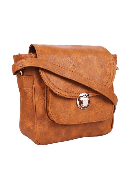 brown leatherette sling bag - 12787922 - Very Small Image - 1