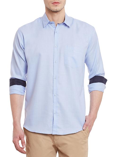 light blue cotton casual shirt - 12788170 - Very Small Image - 1