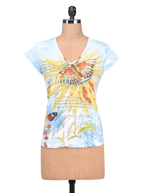 multicolored printed cotton knit t-shirt - 1279805 - Very Small Image - 1