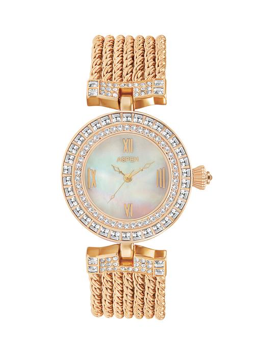 aspen ladies white color dial with mother of pearl ionic rose plating watch for party wear - 12798360 - Very Small Image - 1