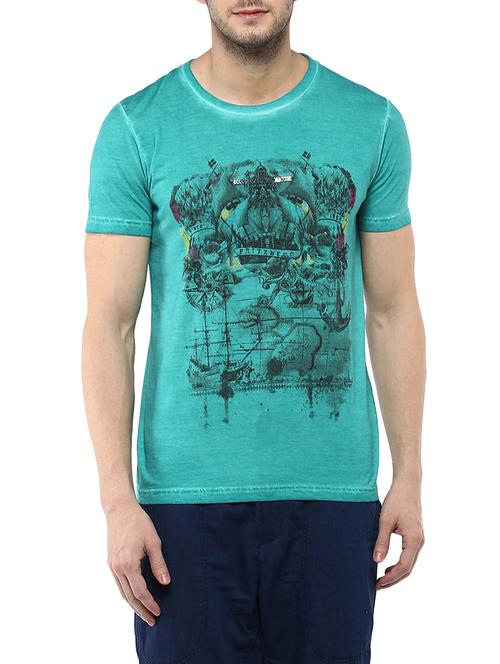 blue cotton printed t-shirt - 12799374 - Very Small Image - 1