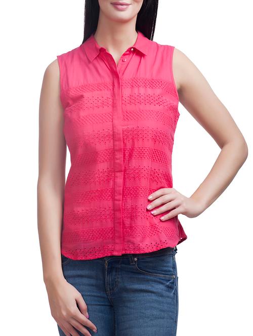 pink cotton regular shirt - 12800335 - Very Small Image - 1