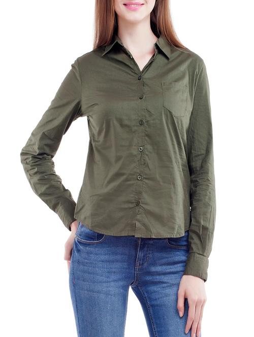 green cotton regular shirt - 12800351 - Very Small Image - 1