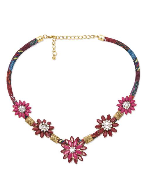 multicolored floral embellished tribal style necklace - 1280372 - Very Small Image - 1