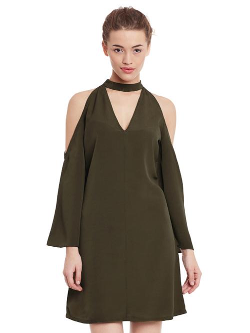 cold shoulder choker neck shift dress - 12805734 - Very Small Image - 1