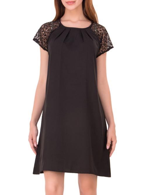 black poly crepe shift dress - 12806531 - Very Small Image - 1