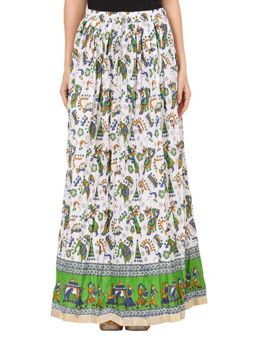 white printed cotton maxi skirt - 12810312 - Very Small Image - 1