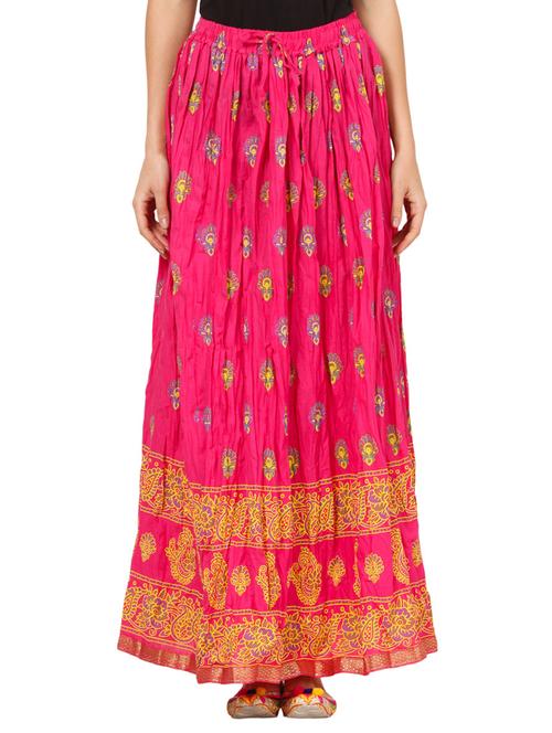 pink printed cotton maxi skirt - 12810325 - Very Small Image - 1