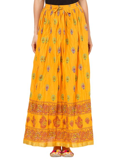 yellow printed cotton maxi skirt - 12810328 - Very Small Image - 1