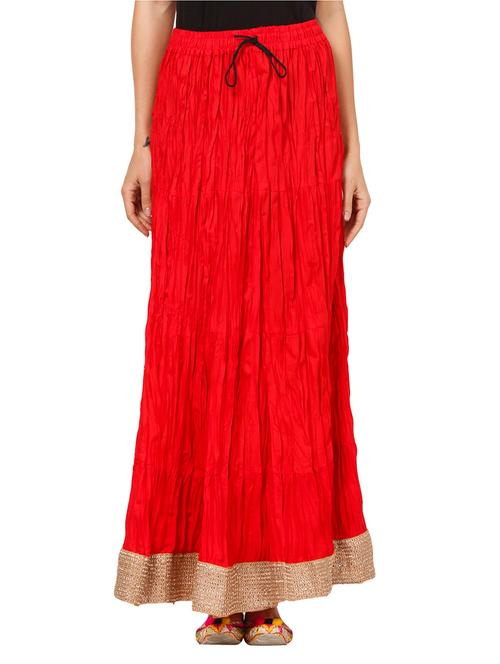 red cotton long skirts - 12810345 - Very Small Image - 1