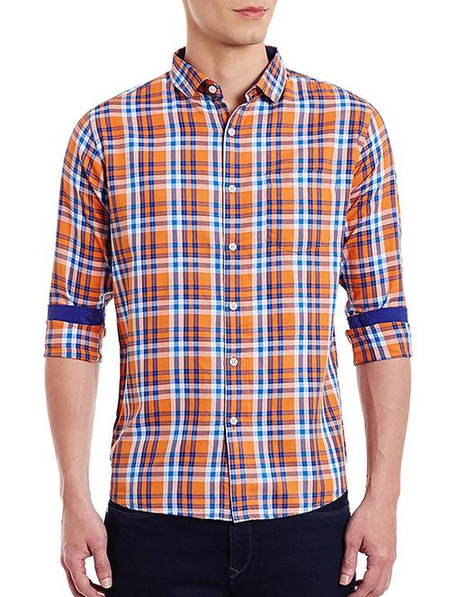 orange cotton casual shirt - 12811777 - Very Small Image - 1