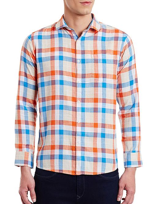 white cotton casual checked shirt - 12811780 - Very Small Image - 1