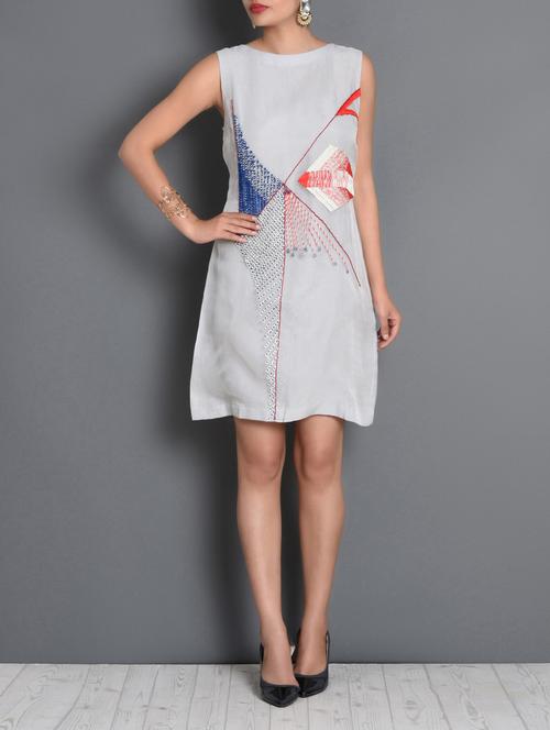 grey embroidered silk organza dress - 1281324 - Very Small Image - 1
