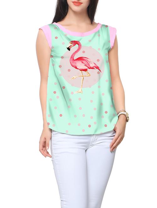 green printed crepe top - 12814908 - Very Small Image - 1