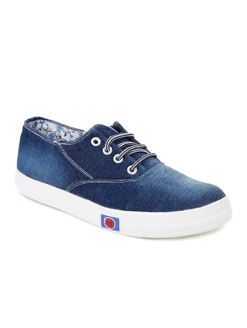 blue denim laceup sneakers - 12815526 - Very Small Image - 1
