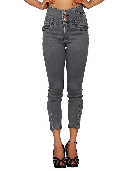 grey solid denim jeans - 12818070 - Very Small Image - 1