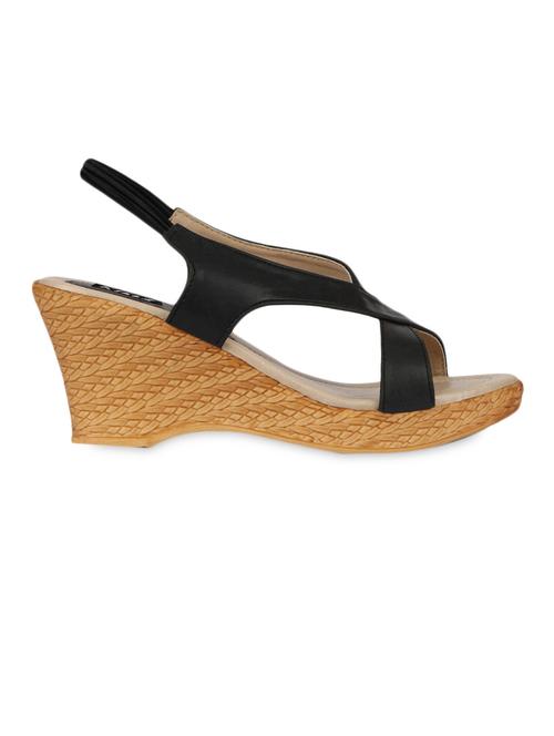 black leatherette medium heel sandals - 1281834 - Very Small Image - 1