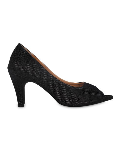 black leatherette medium heel sandals - 1281837 - Very Small Image - 1