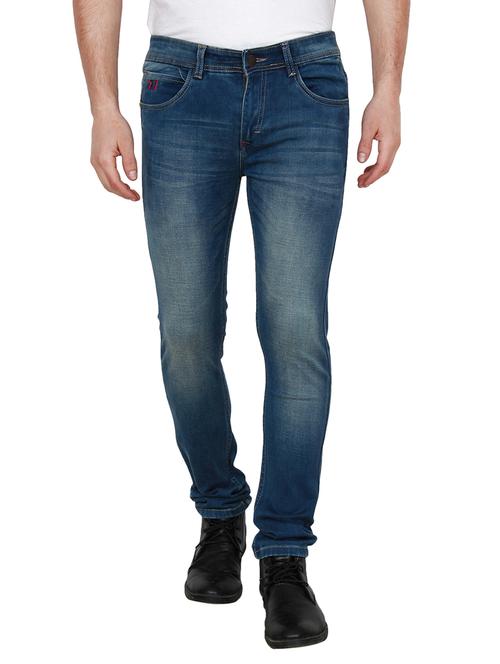 stone blue cotton washed jeans - 12820545 - Very Small Image - 1