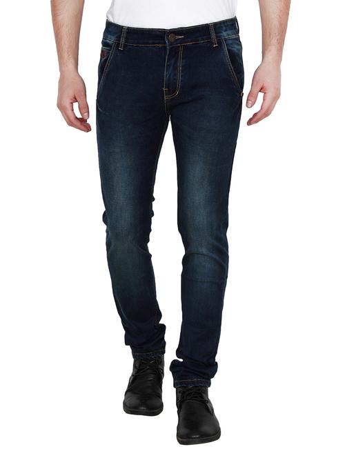 navy blue cotton washed jeans - 12820550 - Very Small Image - 1