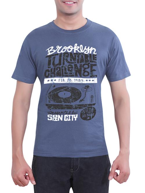 blue printed cotton t-shirt - 12821096 - Very Small Image - 1