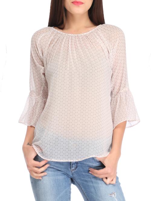 gathered detail bell sleeved top - 12821620 - Very Small Image - 1
