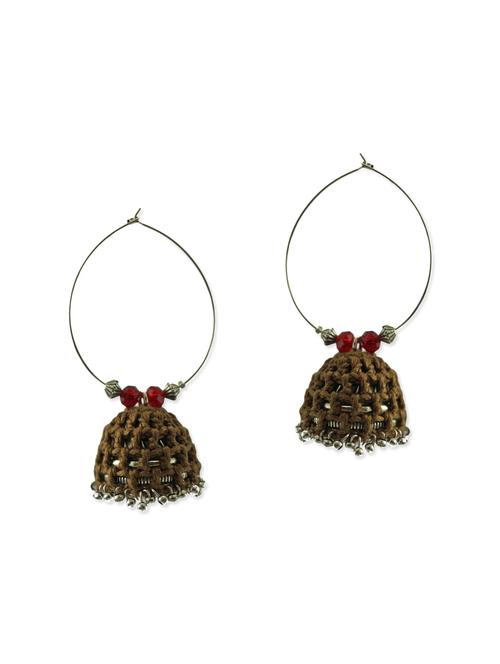 brown crochet trim hoop earrings - 12824173 - Very Small Image - 1
