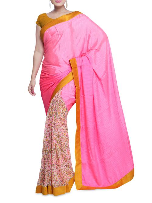multicolored satin and georgette printed saree - 1282628 - Very Small Image - 1