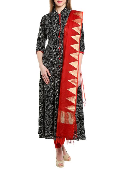 red orangza chanderi dupatta - 12826634 - Very Small Image - 1