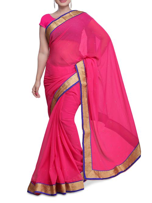 Pink embellished chiffon saree - 1282673 - Very Small Image - 1