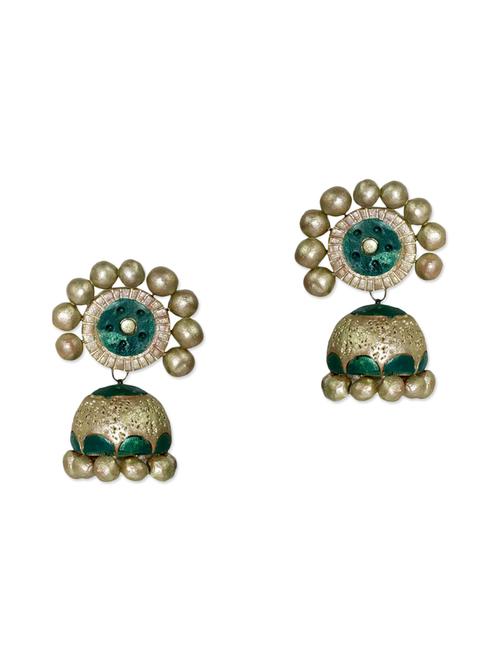 multi colored metal jhumka earrings - 12827301 - Very Small Image - 1
